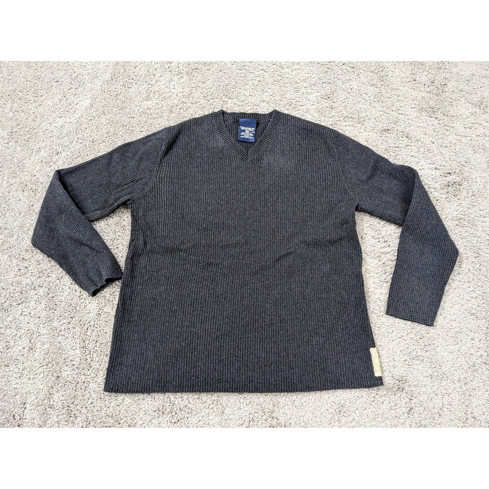 Vintage Polo Jeans Ralph Lauren Sweater Mens XL Black‎ V Neck Ribbed Pullover